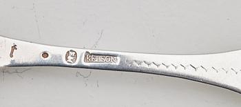 A set of six Swedish 18th century silver dinner-forks, mark of Kilian Kelson, Stockholm 1752-1754.
