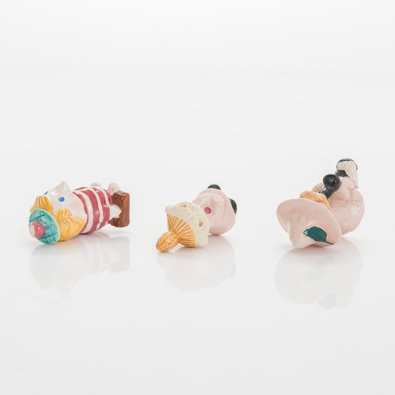 Leo Tykkyläinen, a set of three 1950s ceramic Moomin figurines, Finland.