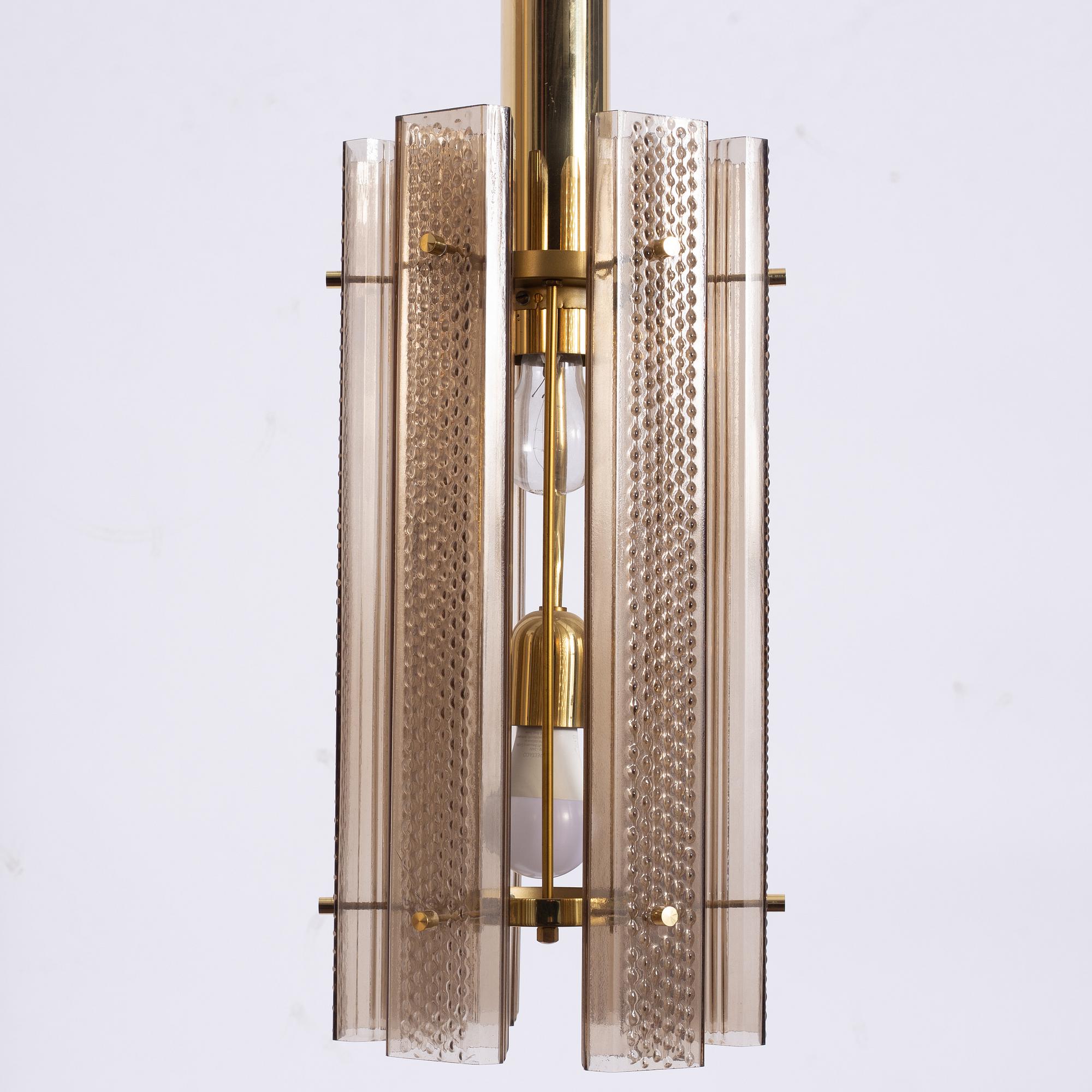 A pair of ceiling lamps, probably Glashütte Limburg, Germany, 1970s.