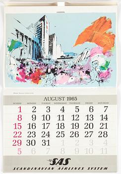 OTTO NIELSEN, kalender, SAS Scandinavian Airlines System, 1965.