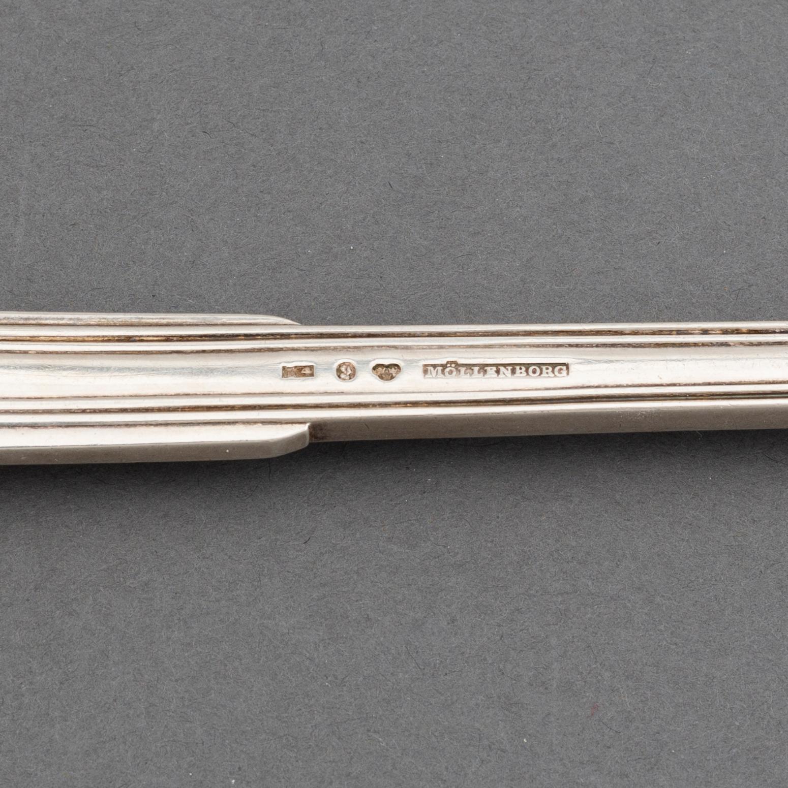 A swedish silver soup ladle, mark of Gustaf Möllenborg, Stockholm 1841.