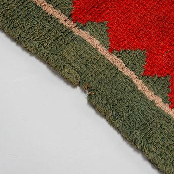 A 1851's finnish folkart long pile ryijy / blanket, ca 180 x 153 cm.