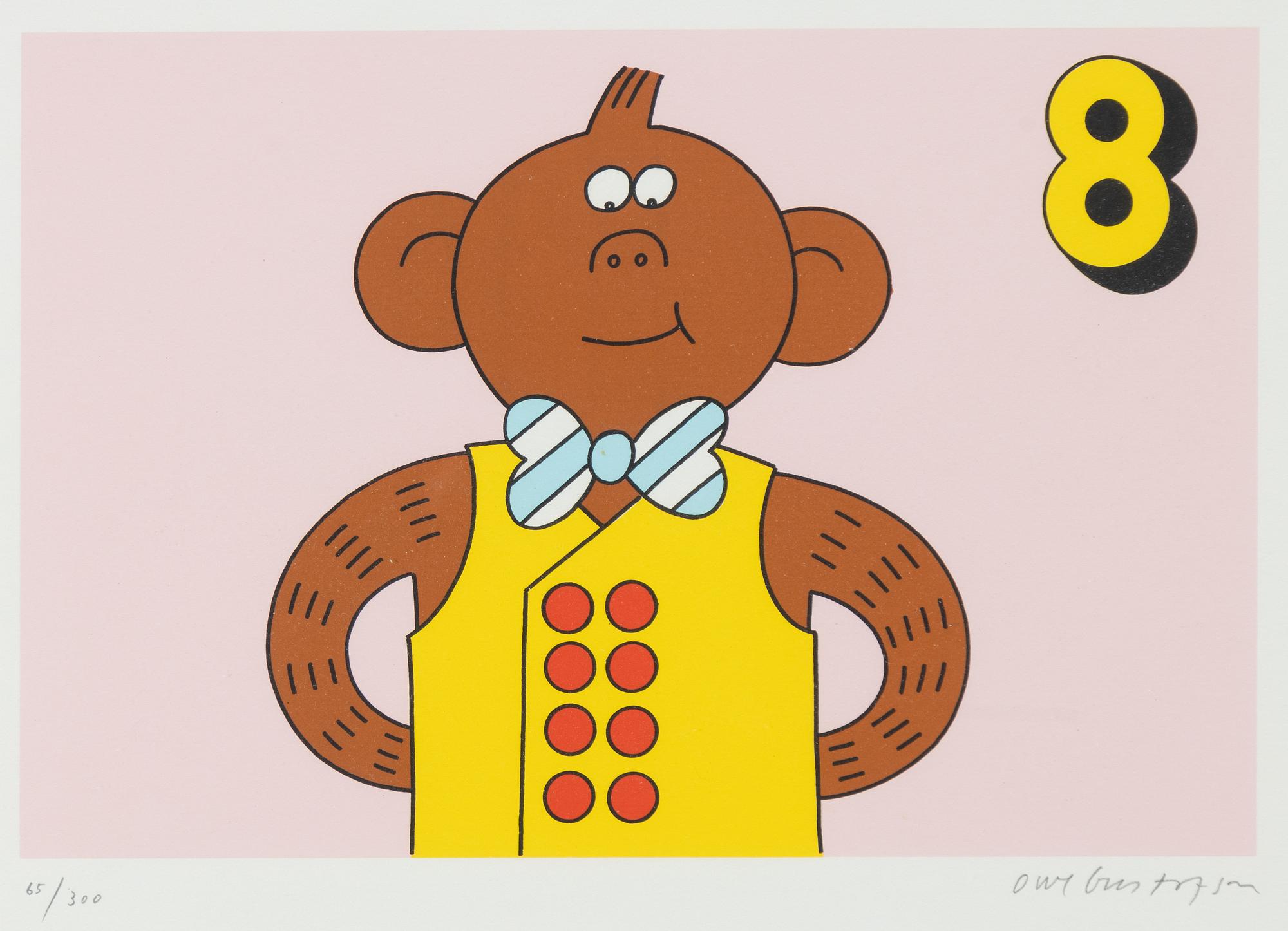 Owe Gustafson, screen prints, 4 pcs, from "Fem myror är fler än fyra elefanter".