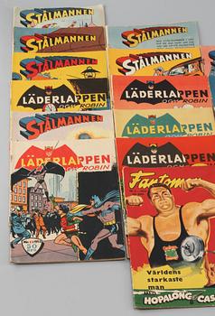 SERIETIDNINGAR, 20 st, Stålmannen, Läderlappen och Robin samt Fantomen 1949 - 1954.