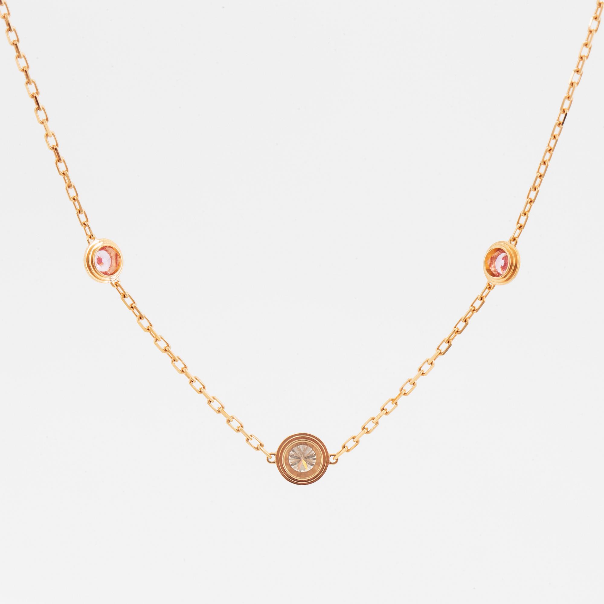 Cartier, collier med diamant och rosa safir.