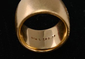 Ole Lynggaard, RING, Briljantslipad diamant ca 0.015 ct. 18K guld. Vikt 26,5 g.