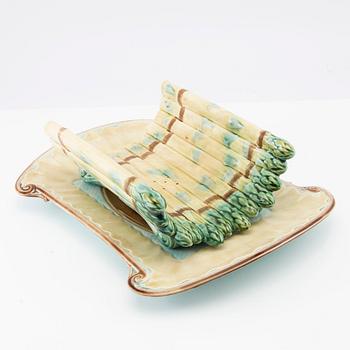 Asparagus dish Gustavsberg stoneware 19th century majolica.