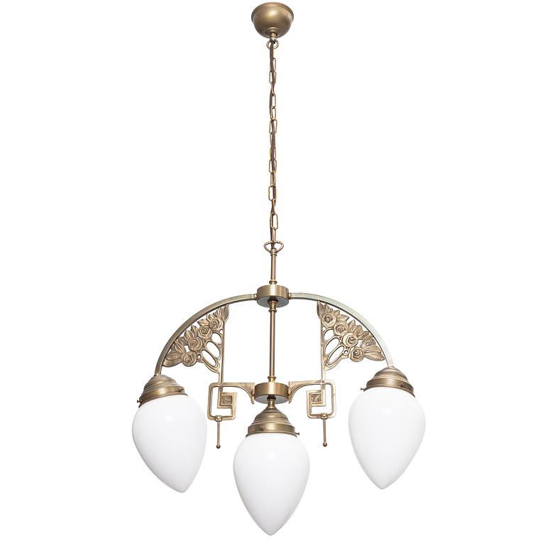 Ceiling lamp, Art Nouveau style, circa 2000, Berliner Messinglampen, Germany.