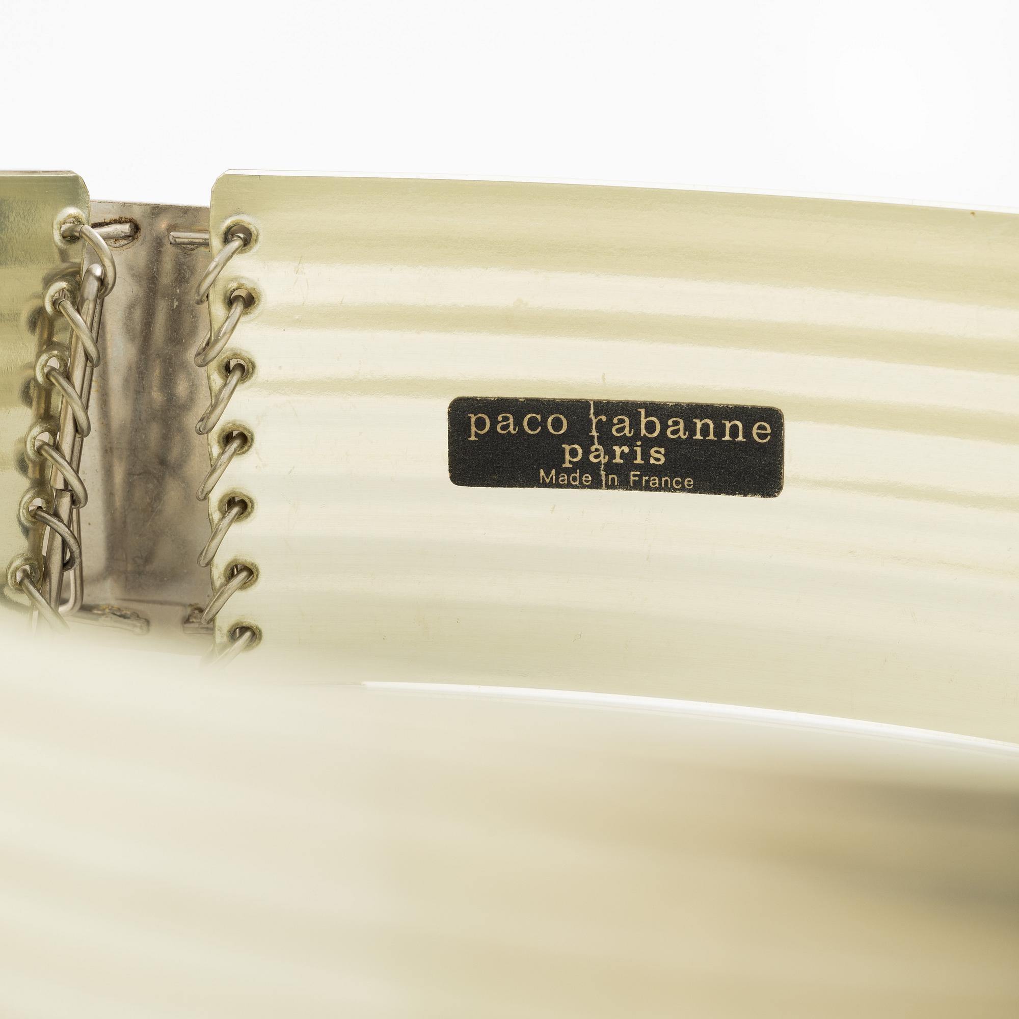 Paco Rabanne, bälte," Space Age Rigid Metal Wide Belt" 1970-tal.