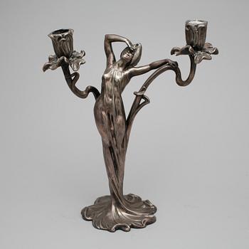 KANDELABRAR, 2 st, metall, Art Nouveau, 1900-talets första hälft.