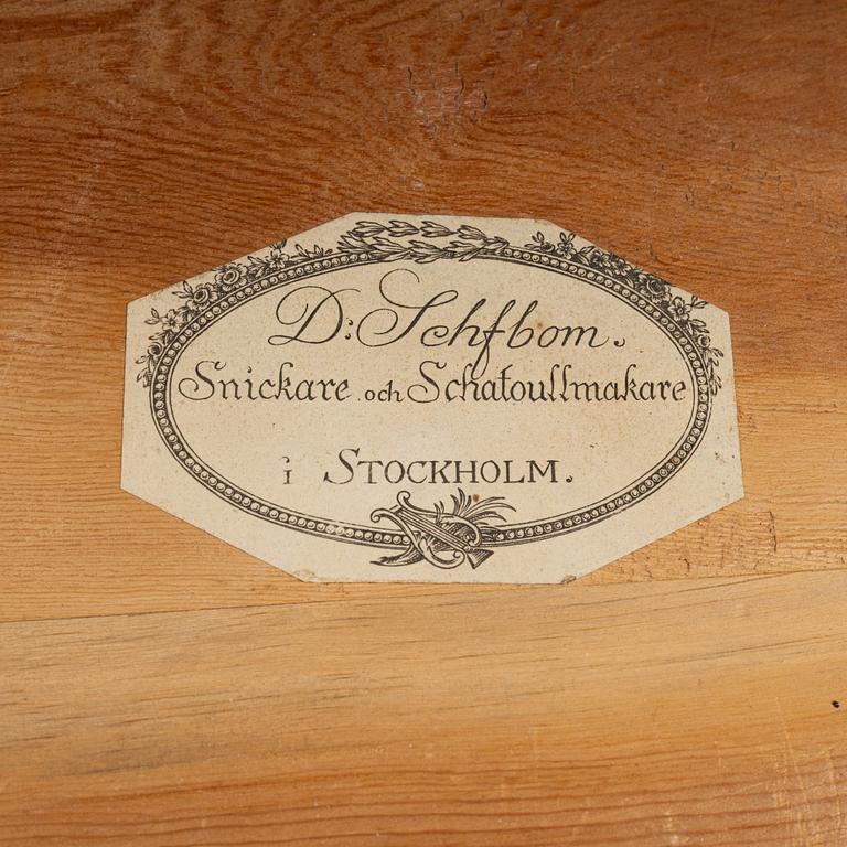 A mahogany veneered secretaire by Daniel Sehfbom, Stockhom 1800-1837.