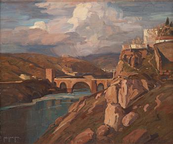 490. Carl Oscar Borg, Landscape with bridge.