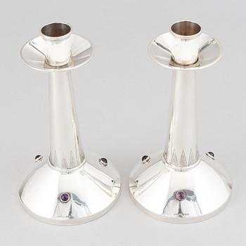A pair of swedish silver candlesticks, TESI, Göteborg 1957.