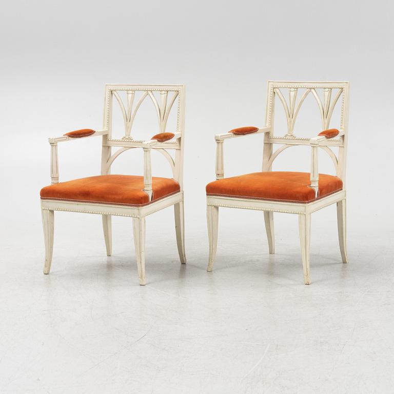 A pair of armchairs, around 1900.