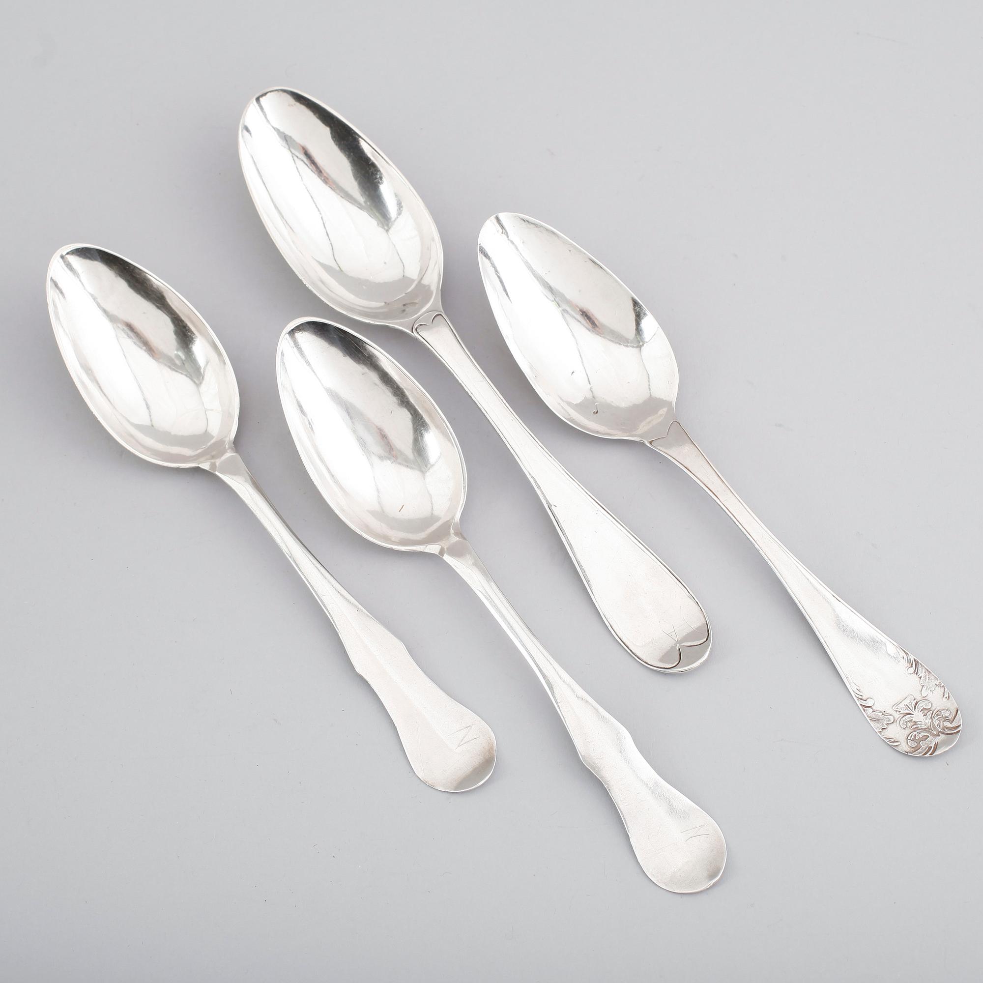 MATSKEDAR, 4 st, silver, svenska stämplar, 1700/1800-tal. Vikt ca 176 gram.