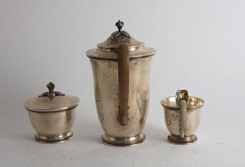 KAFFESERVIS, 3 delar, silver, Sverige 1949.