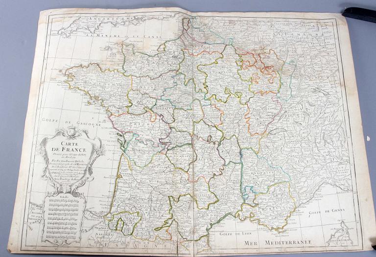 KARTA, Frankrike, Guillaume Delisle 1775.