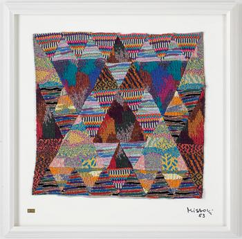 OTTAVIO MISSONI, stickad multipel, textil på plexiglas, signerad, daterad o numrerad "AP 2/3", -83.