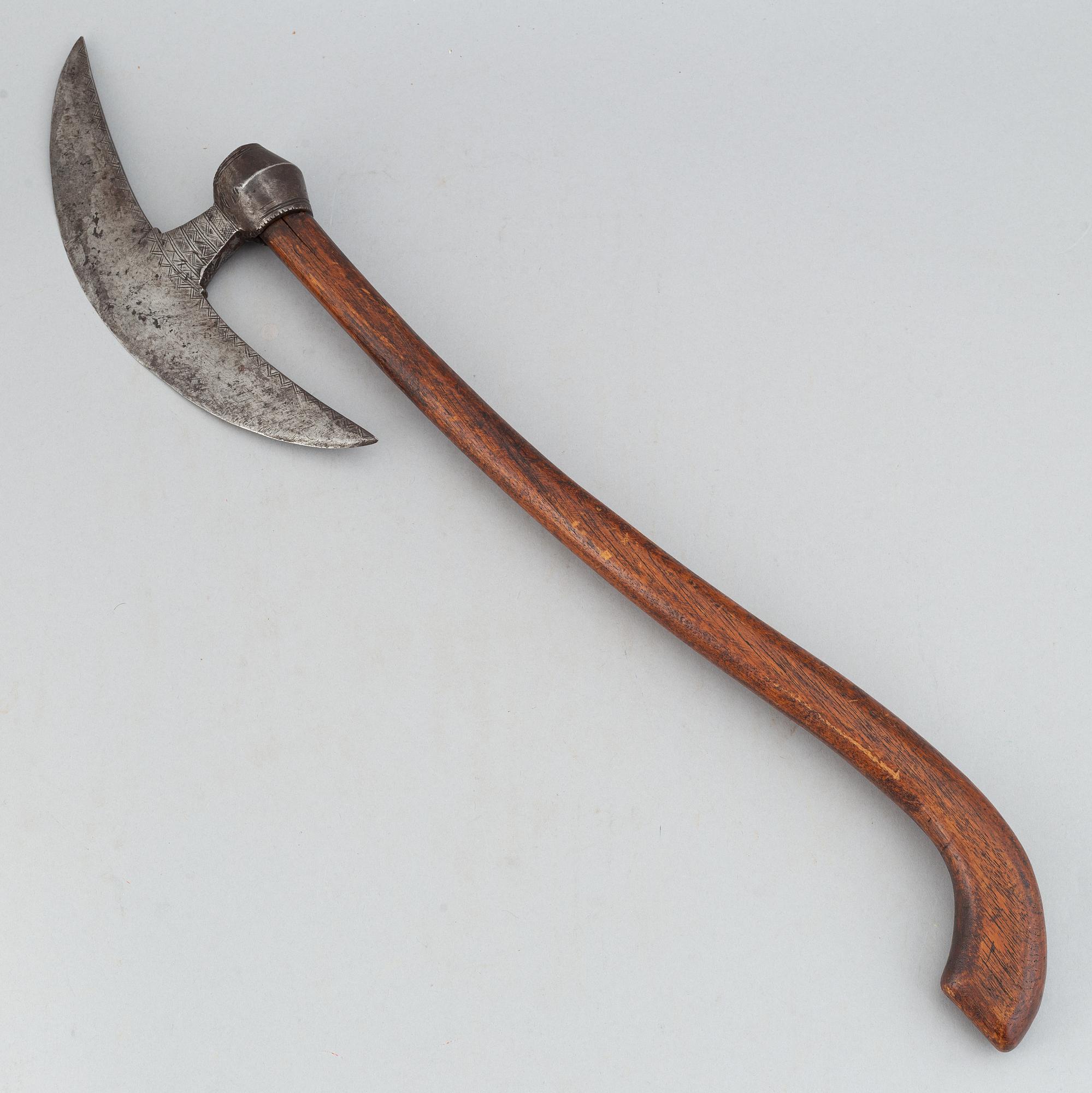 An Indian or possibly East African war axe, from around the year 1900.