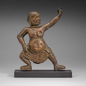 A large figure of a standing ferocious deity, 18th Century, possibly Mongolia.