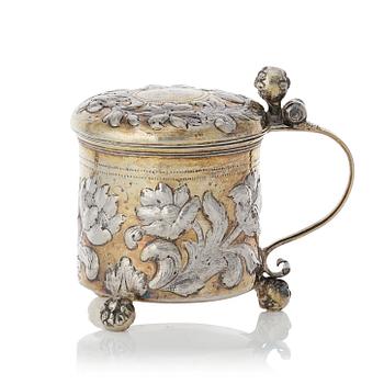 148. A Swedish Baroque parcel-gilt silver miniature tankard, mark of Johan Ståhle (Stockholm 1677-1687 (1694)).