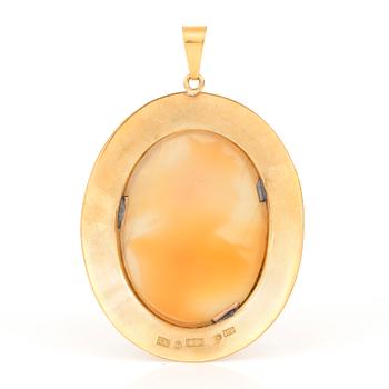 BROSCH/HÄNGE med snäckskalscamé.