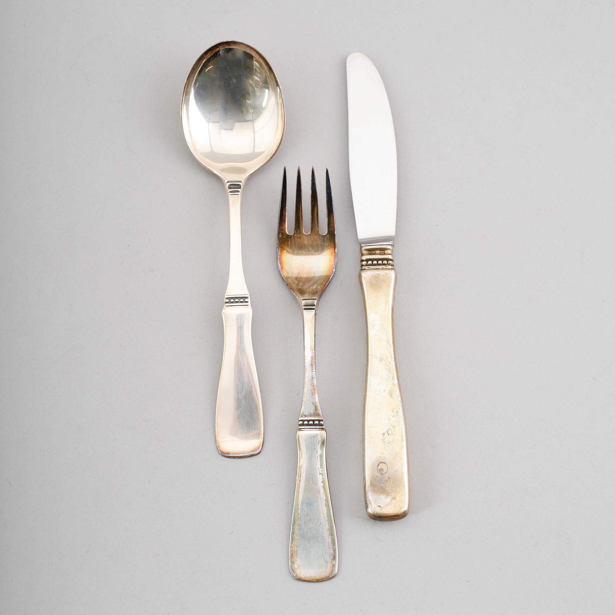 BESTICK, 24 delar, silver, "Uppsala", MGAB, Uppsala 1960-tal. Vikt ca 887 gram.