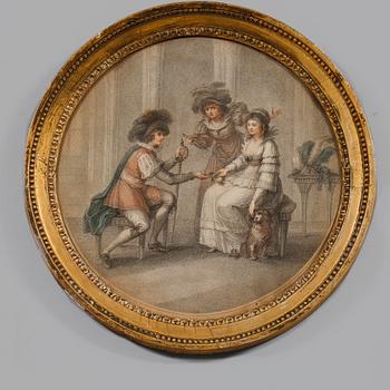 KOPPARSTICK, delvis kolorerat, efter Francesco Bartolozzi, 1800-tal.