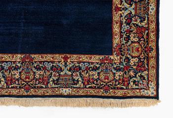 A semi-antique pictoral 'Lion and Sun' Kerman rug, c. 243 x 144 cm.