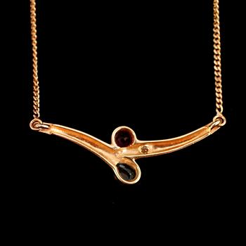 COLLIER, 18 k guld med stenar. Total vikt ca 5 gram.