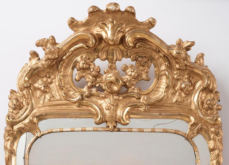 A Swedish Rococo two-light girandol mirror, second half of the 18th century.