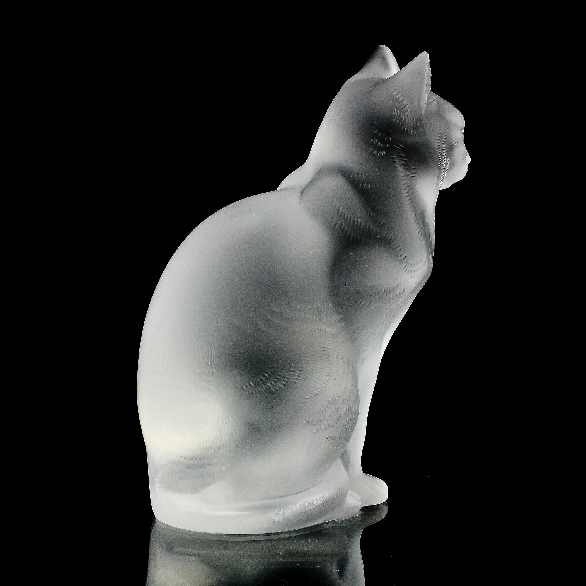 FIGURIN, glas, "Sitting cat", Lalique.