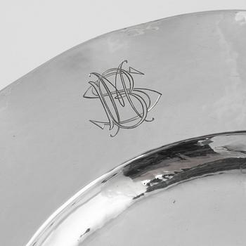 Five Swedish Silver Plates, mark of  Silverhantverk Kurt Ek & Co, Stockholm 1935.