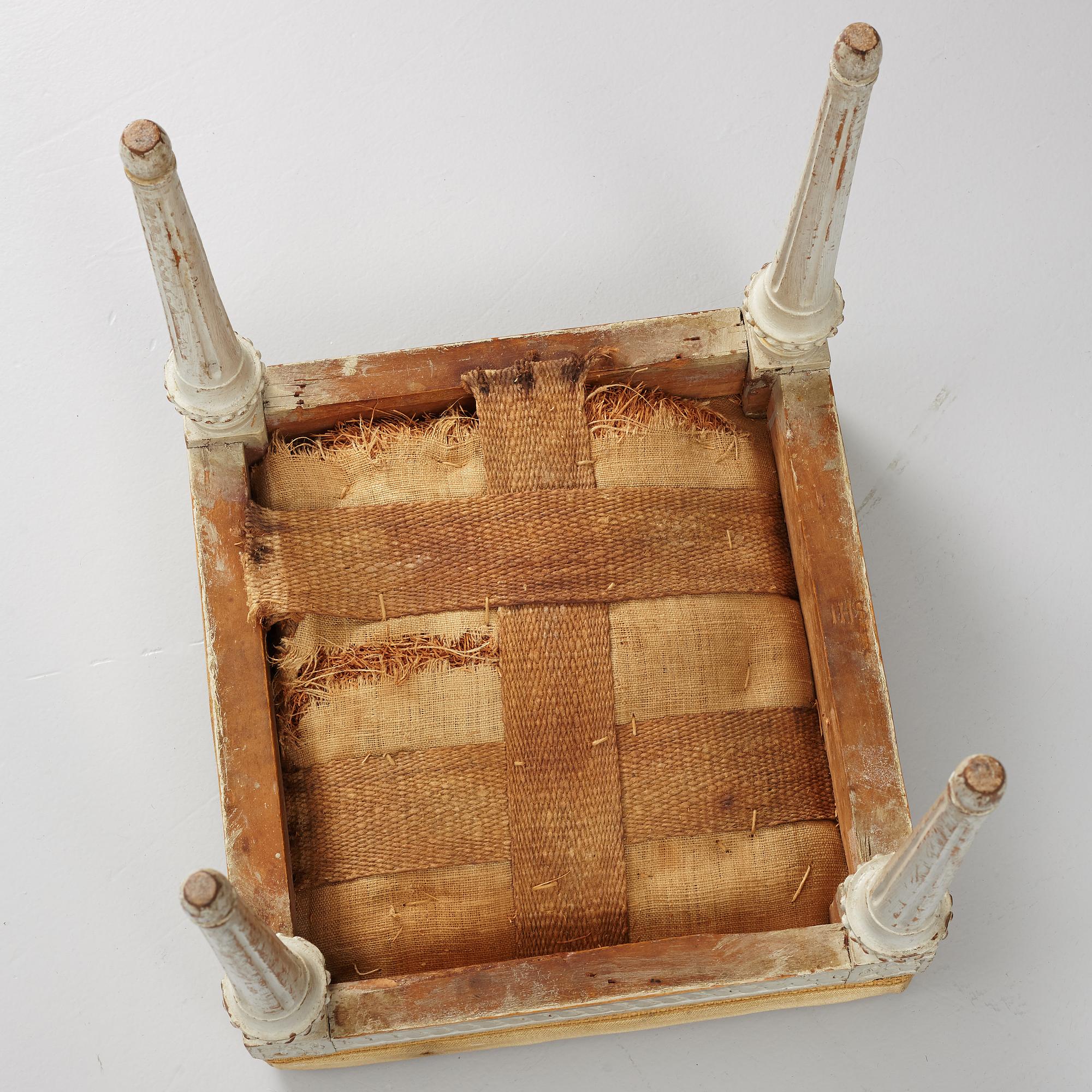 A carved Gustavian stool by J. Hammarström (master in Stockohlm 1794-1812).