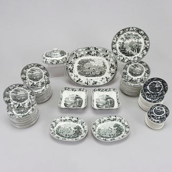Wedgwood, astiasto, 134 osaa, "Landscape" fajanssi, Englanti 1800-luvun loppu.