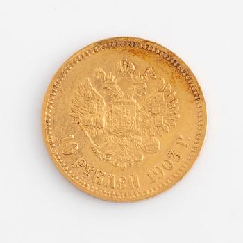 Guldmynt, Ryssland, 10 rubel, Nikolaj II, 1903.