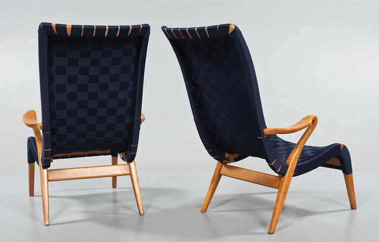 FÅTÖLJER, ett par, Axel Larsson, Bodafors, 1900-talets första hälft/mitt.