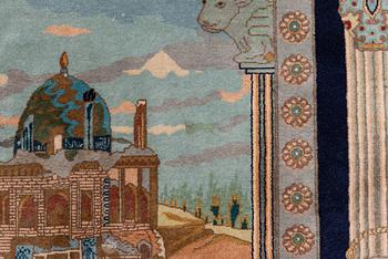 Carpet, Tabriz, figural, approx. 260 x 180 cm.