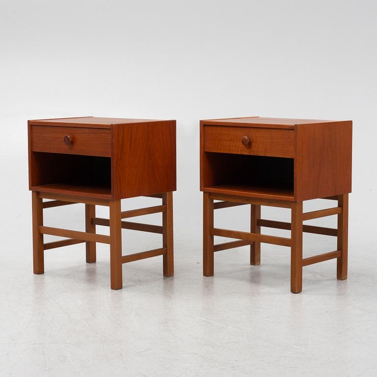 Bedside tables, a pair, teak, 1950-60s.