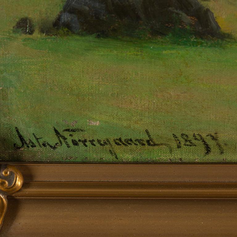 ASTA NØRREGAARD, oil on canvas/paer-panel, signed and dated 1894.