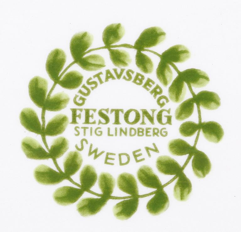 ASSIETTER, 2 sorter, 16 st, porslin,  Gustavsberg, Stig Lindberg. "Berså" resp "Festong".