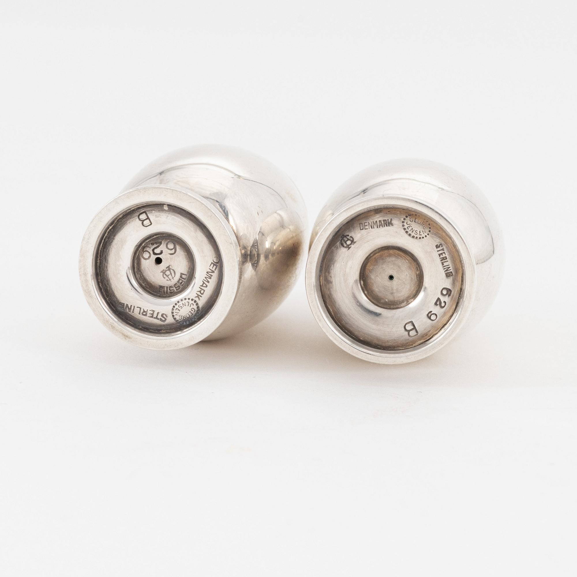 Gundorph Albertus, a pair of 'Cactus' sterling sugar casters from Georg Jensen, Denmark 1915-1927.