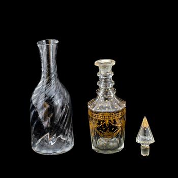 KARAFFER, 2 st, glas, 1800/1900-tal.