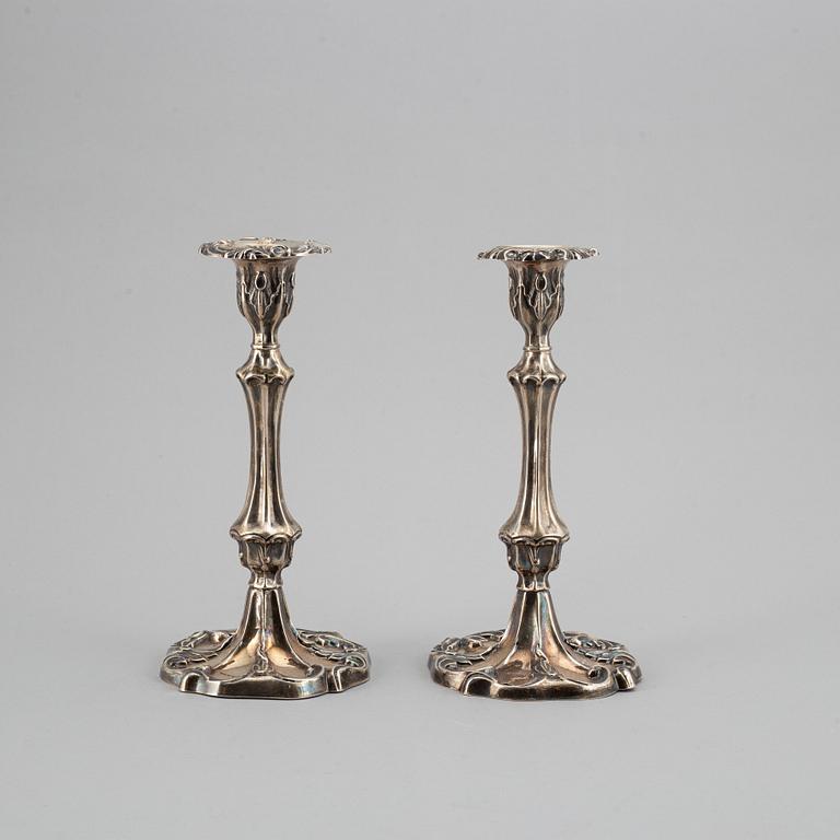 A pair of silver candlesticks, mark of Gustaf Möllenborg, Stockholm 1856.
