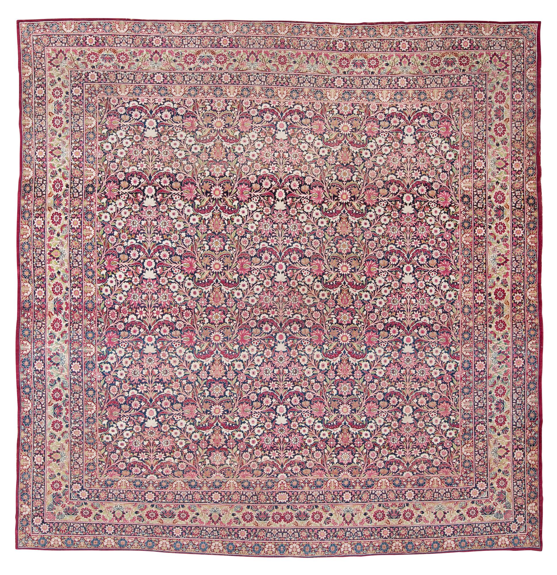SEMI-ANTIQUE KERMAN LAVAR. 348 x 344 cm.