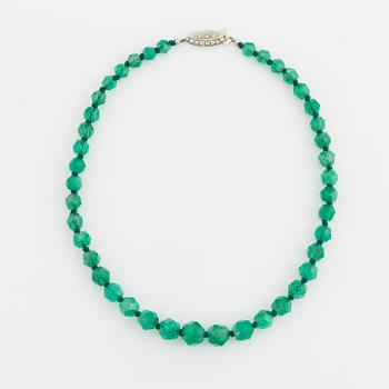 Faceted emerald bead necklace.