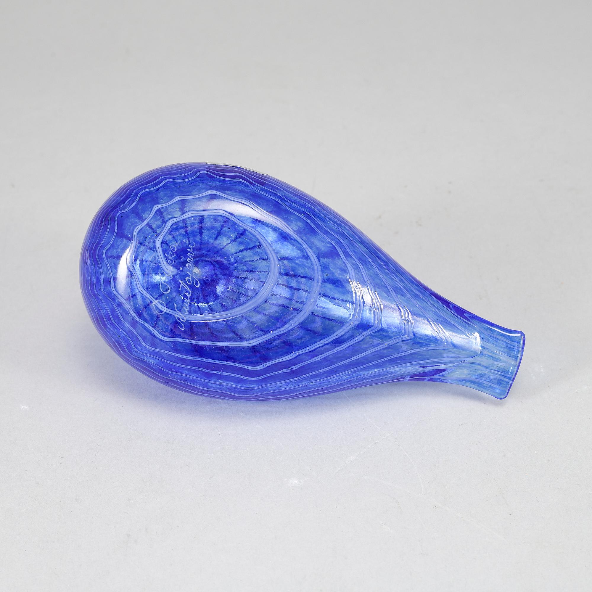 OIVA TOIKKA, a glassbird, Bluebird (Sinisulka) 1991–, signed O.Toikka, Nuutajärvi.