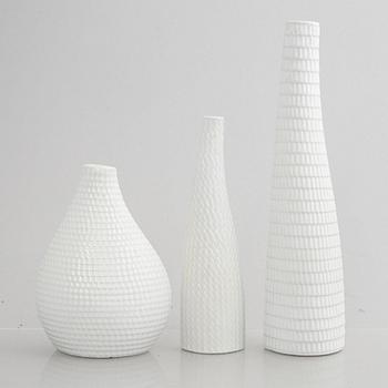 Stig Lindberg, a set of five stoneware "Reptile" vases & bowls, Gustavsberg, 1953-63.