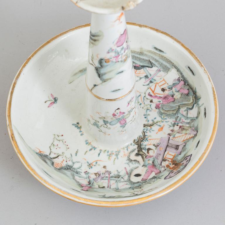 A 20th century Chinese porcelain  candle holder.