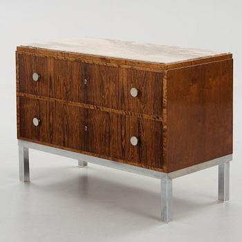 A Swedish palisander and birch chest of drawers and a commode, possibly by Ture Ryberg, J. E Blomqvist, Uppsala ca 1930.